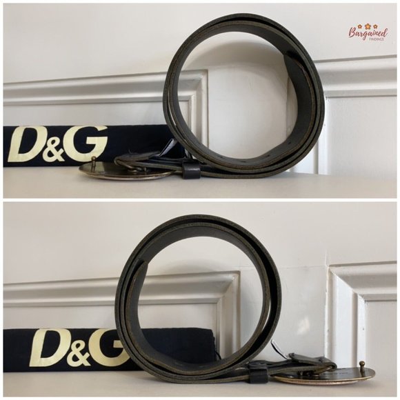 Authentic Dolce & Gabbana Black Leather Gold/Silver D&G Logo Buckle Belt 105/42 - Picture 10 of 13